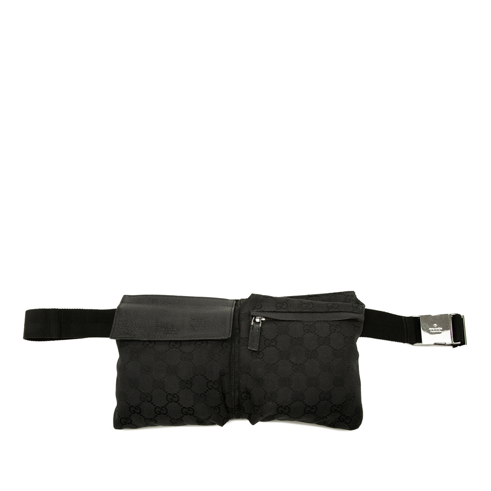 Pre-Loved Gucci GG Canvas Double Pocket Belt Bag